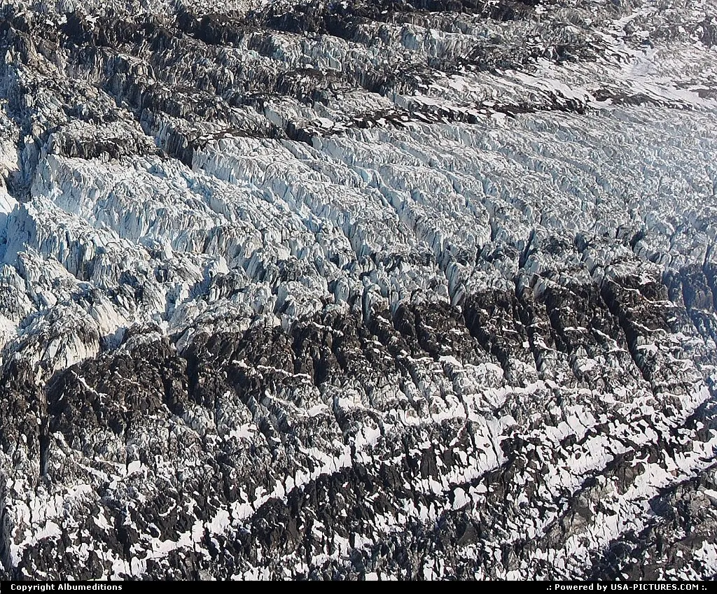 Huge ice masses creeps downhill from the icefields of the St.