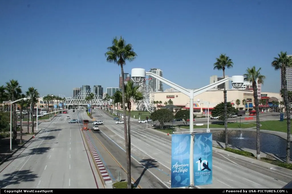 Downtown Long Beach, at Rainbow Harbor, near the Marina. So fun !
