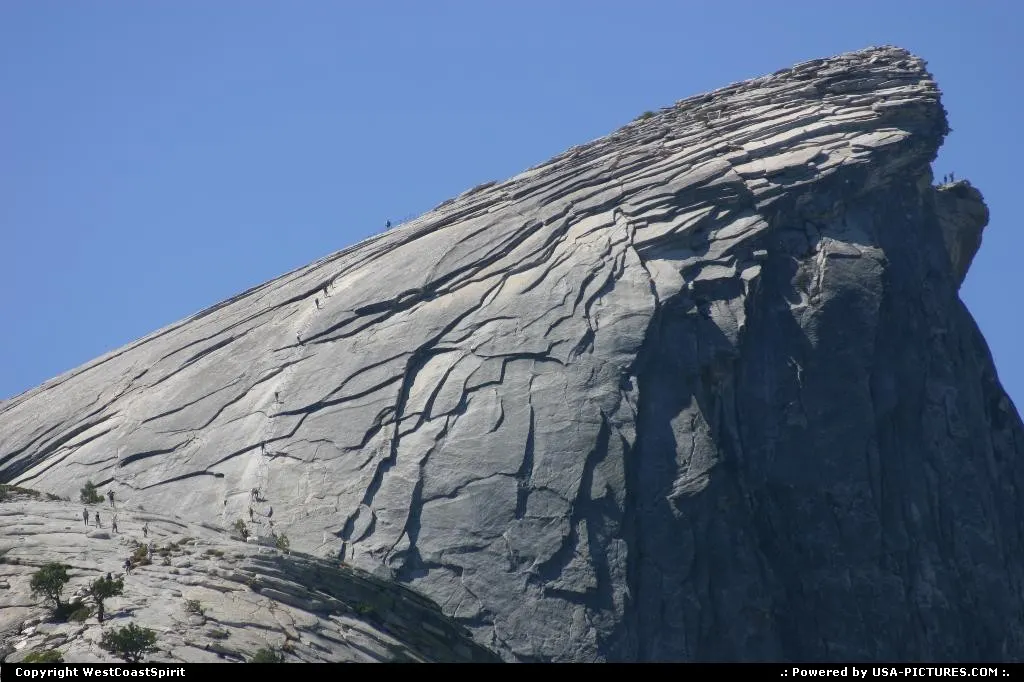 The world famous Half Dome summit in Yosemite National Park.
