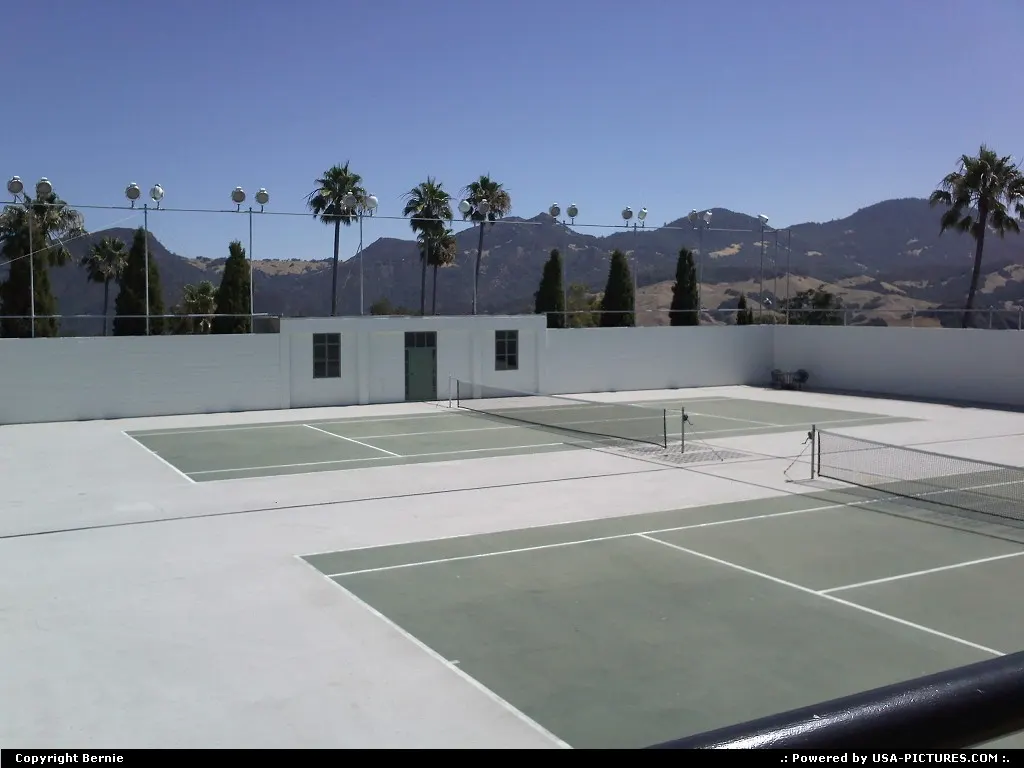 The late William Hearst's private tennis courts