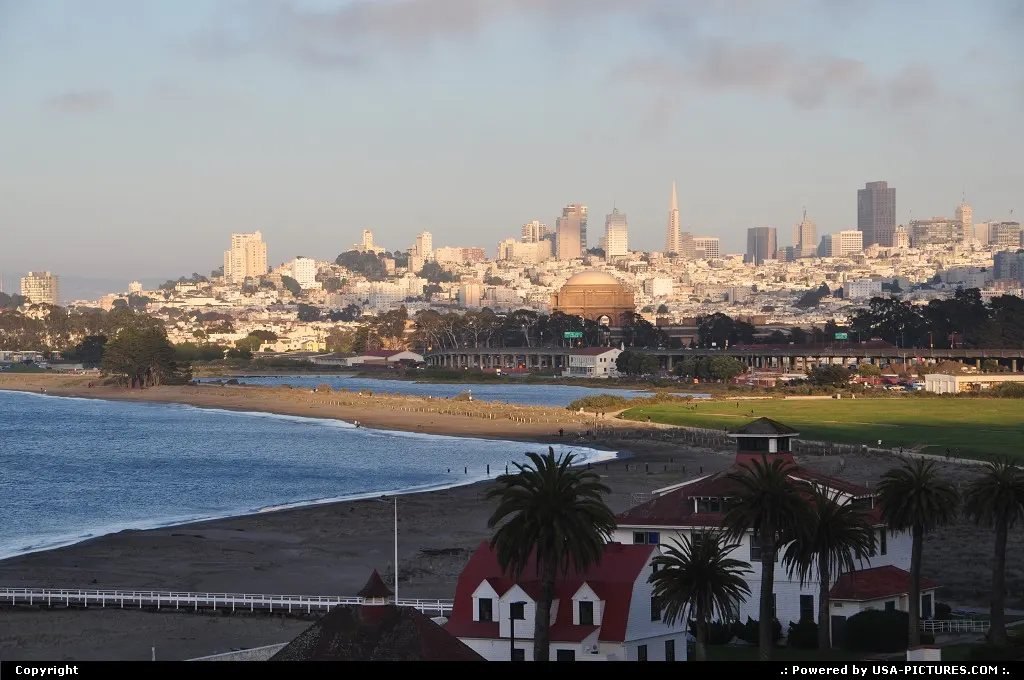 Overview of downtown, piers and golden gate park, San Francisco