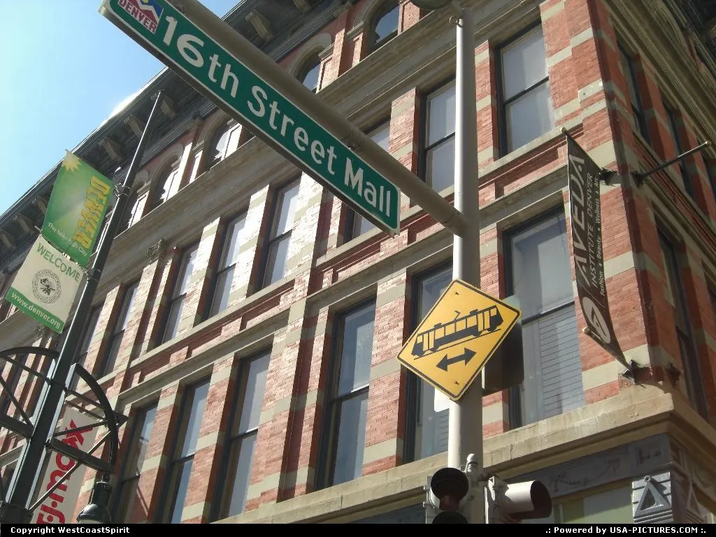 Architecture details in Downtown Denver, 16th Street Mall