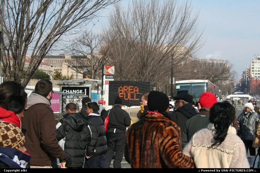 Barack Obama Inauguration day 01 20 2009. People walking trying to find the best place.