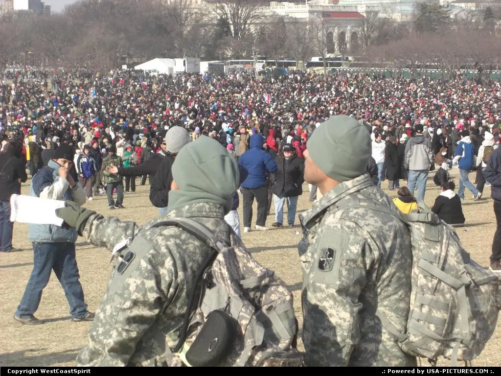 The massive crowd (2+ million), hours before inauguration, here seen in front of the Ge...