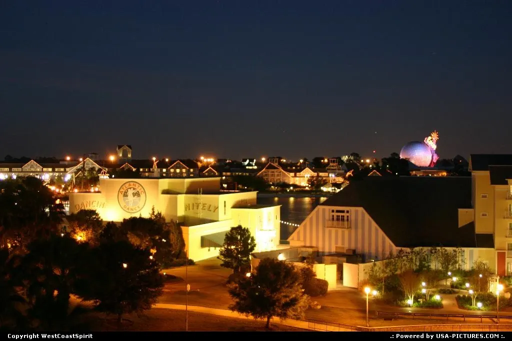Epcot by night at Disney.