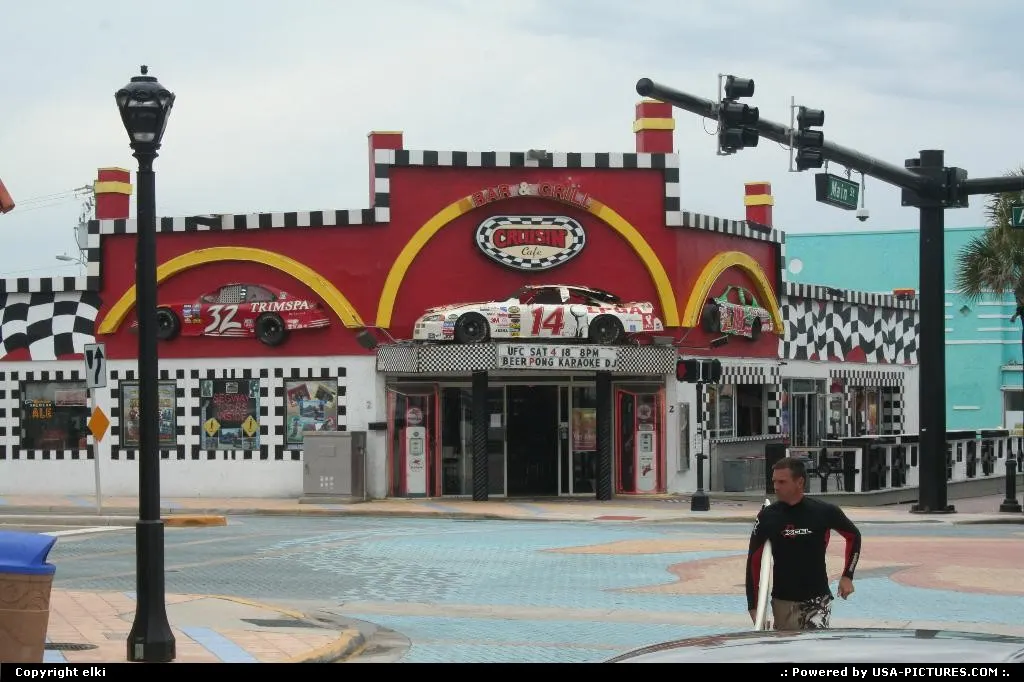 Daytona Beach, florida. This sport/bar/grill illustrated the famous raceway in the city.