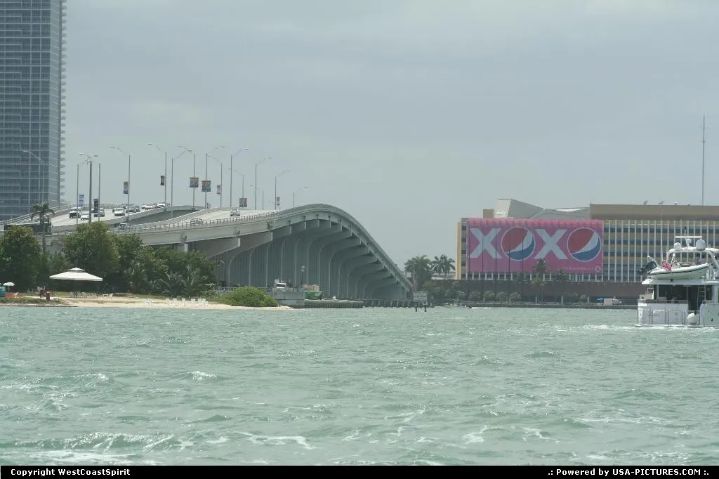 The bridge linking Miami and Miami Beach.