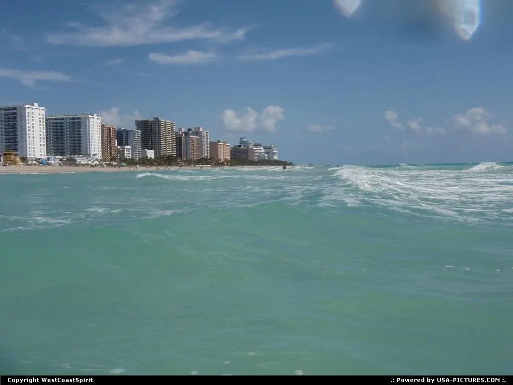 Looking north on the miles long beaches, Miami