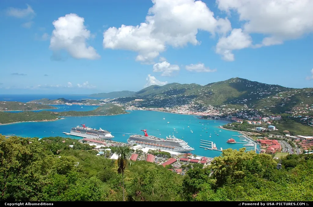 View on the harbour of Charlotte Amalie, capital of St.