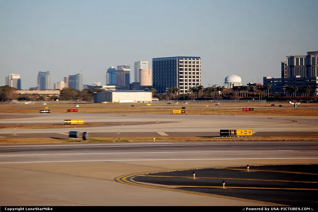 TPA - Tampa International Airport View from plane of Tampa skyline in the distance