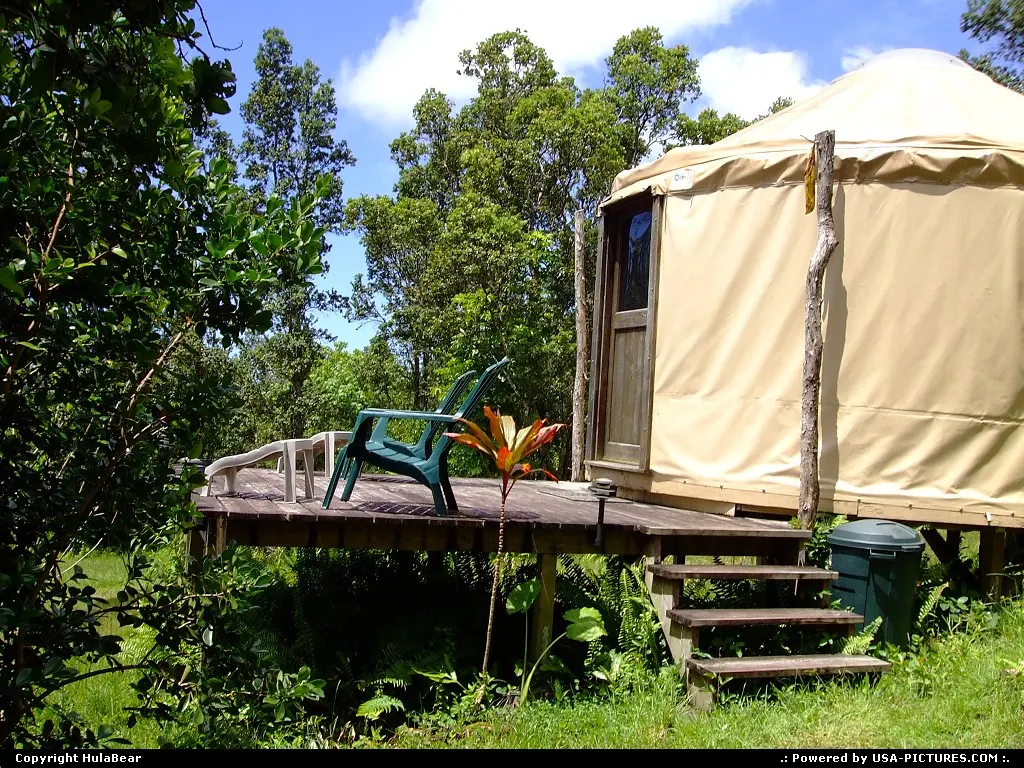 yurt off the grid on a fruit farm in the Puna district of the Big Island of Hawaii on J...