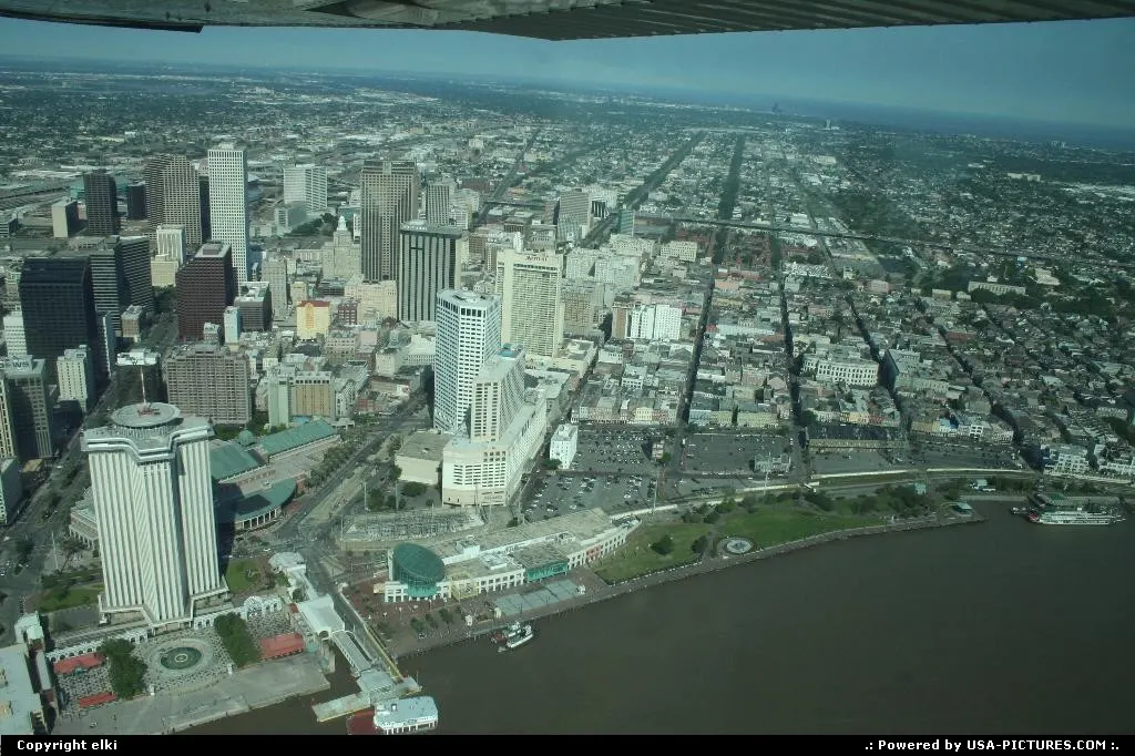 Dowtown part of skyline New orleans at the left of the photos, and french quarter at th...