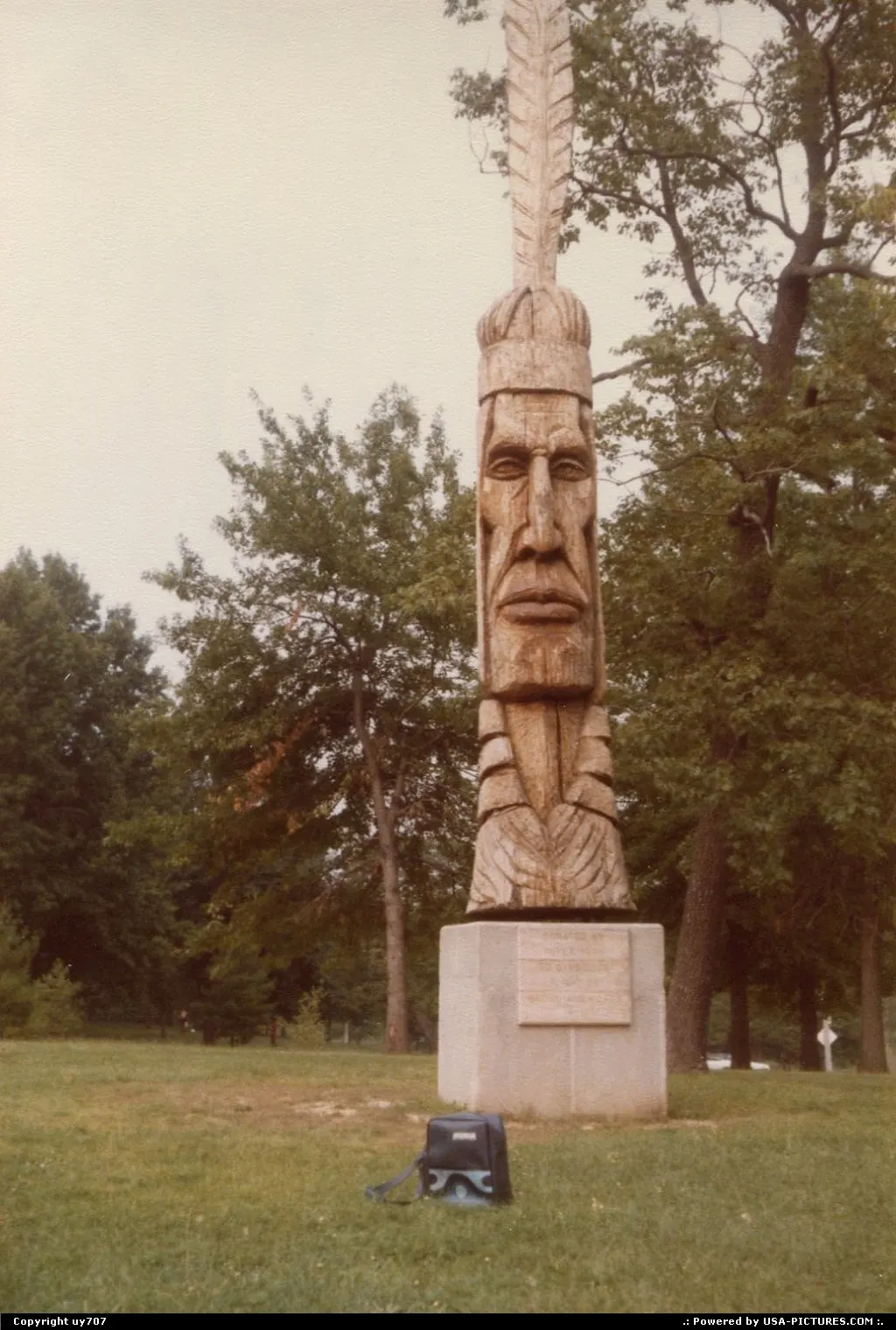 Anheuser-Busch Center's extensive park. A totem.