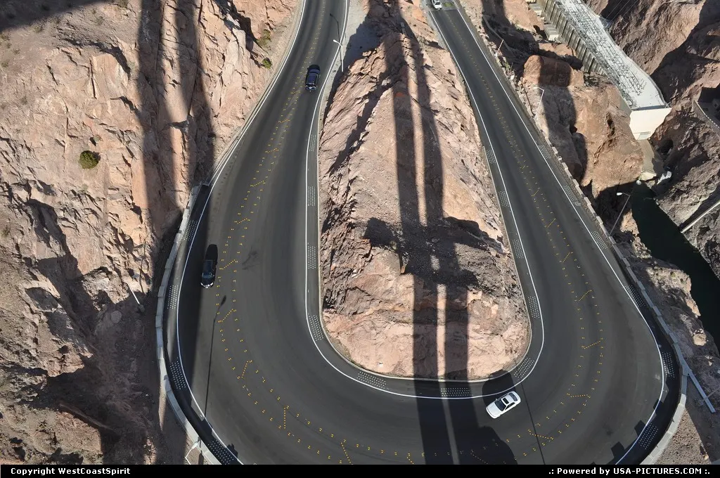 The old I93, horse show shaped road wrapping the cliff down the canyon, right before th...