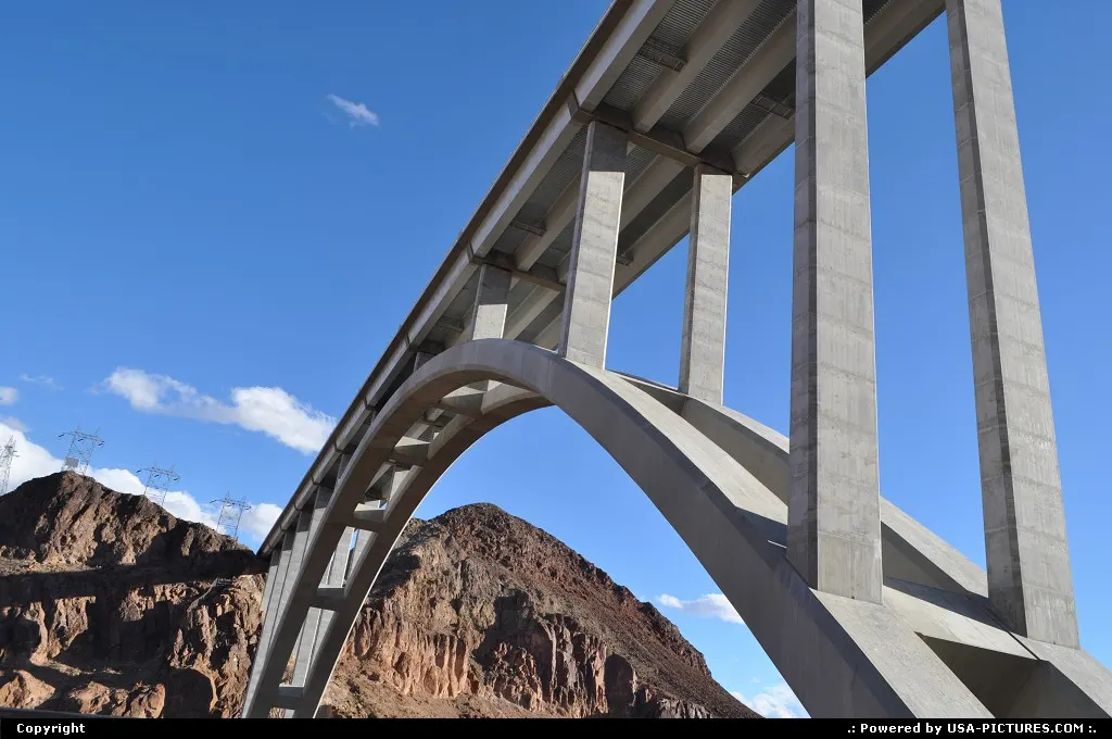 View of the Mike O'Callaghan – Pat Tillman Memorial Bridge from the old I93 by the Hoov...
