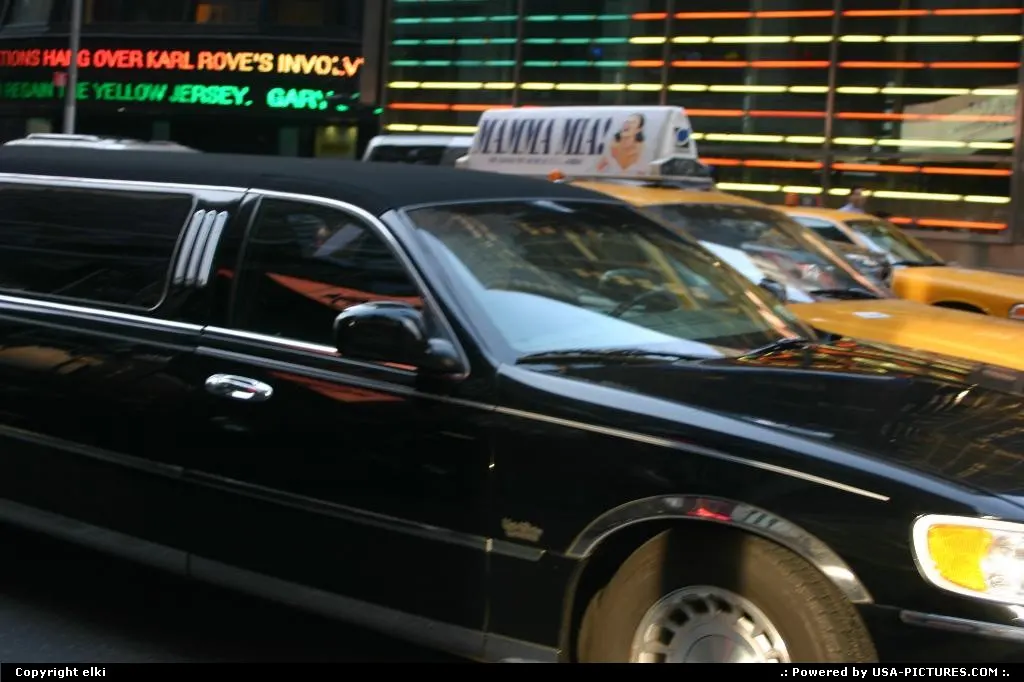 New york Time square, cabs and limousines