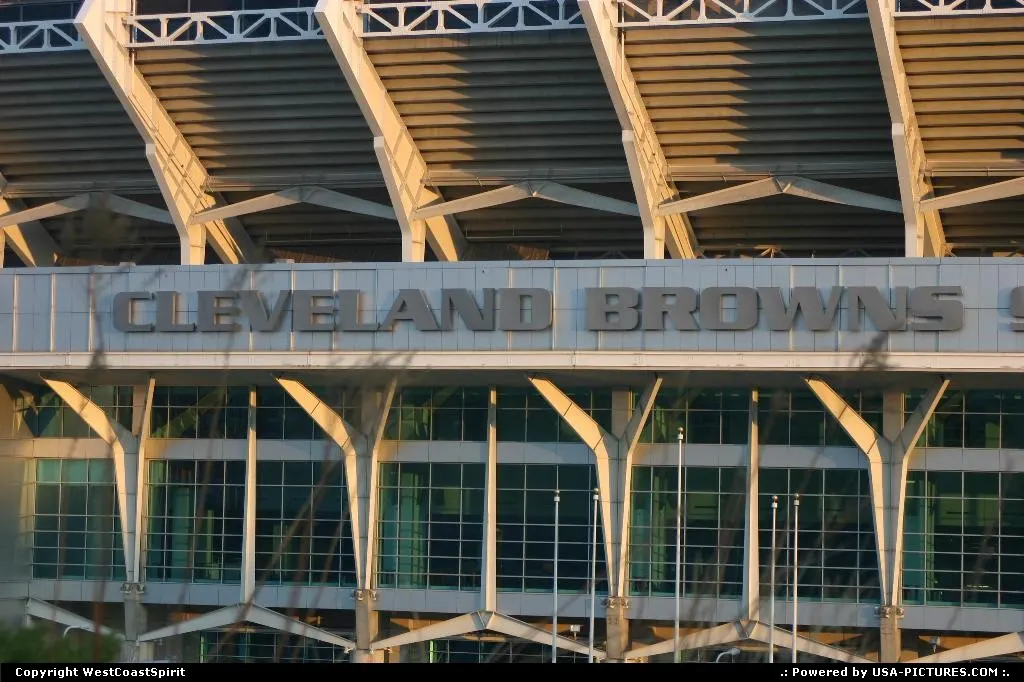 Closeup of the Cleveland Browns football stadium, located downtown beteween the Mall an...