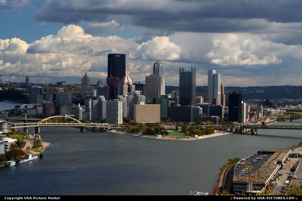 Closer view of the city of Pittsburg, PA.