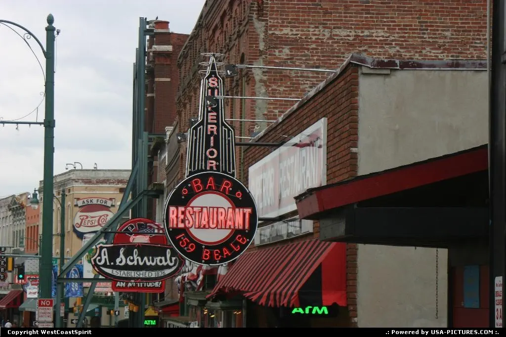 Various stores and Bars and Beale Street
