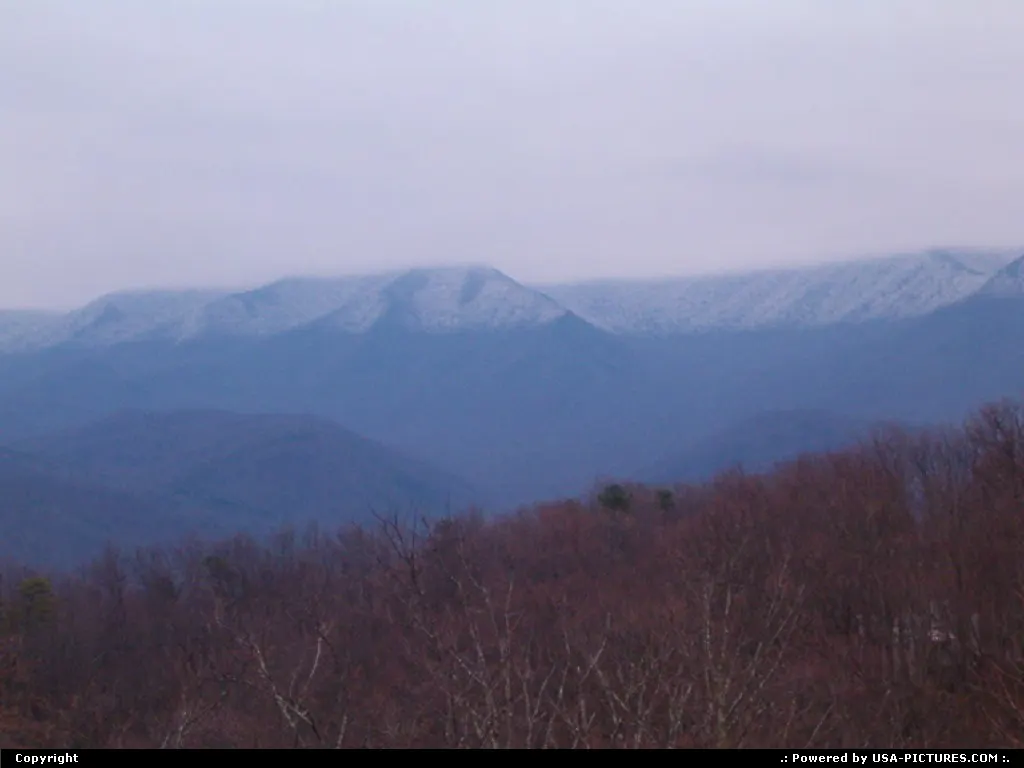 Gatlinburg TN. snow topped mountians