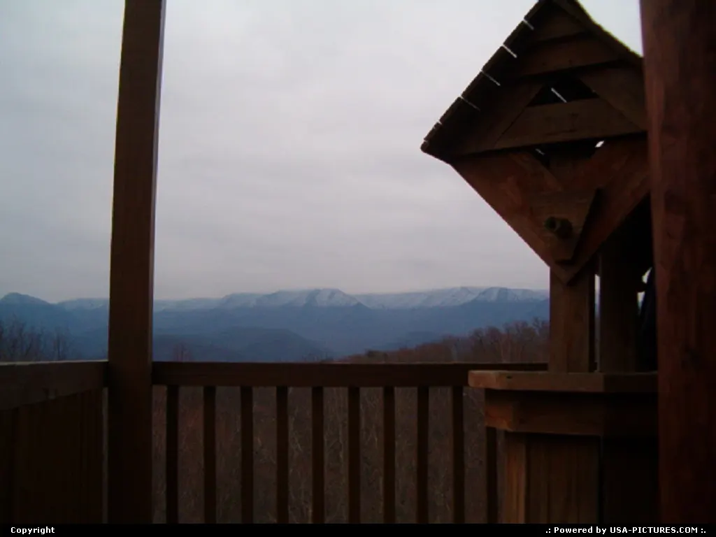 Gatlinburg TN. snow topped mountians