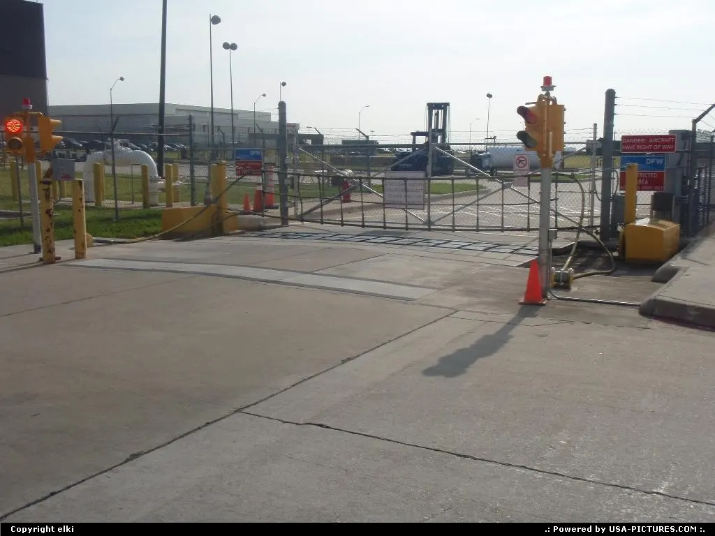 A gate to enter to Fort Worth airport, just closed to American Airlines maintenance fac...