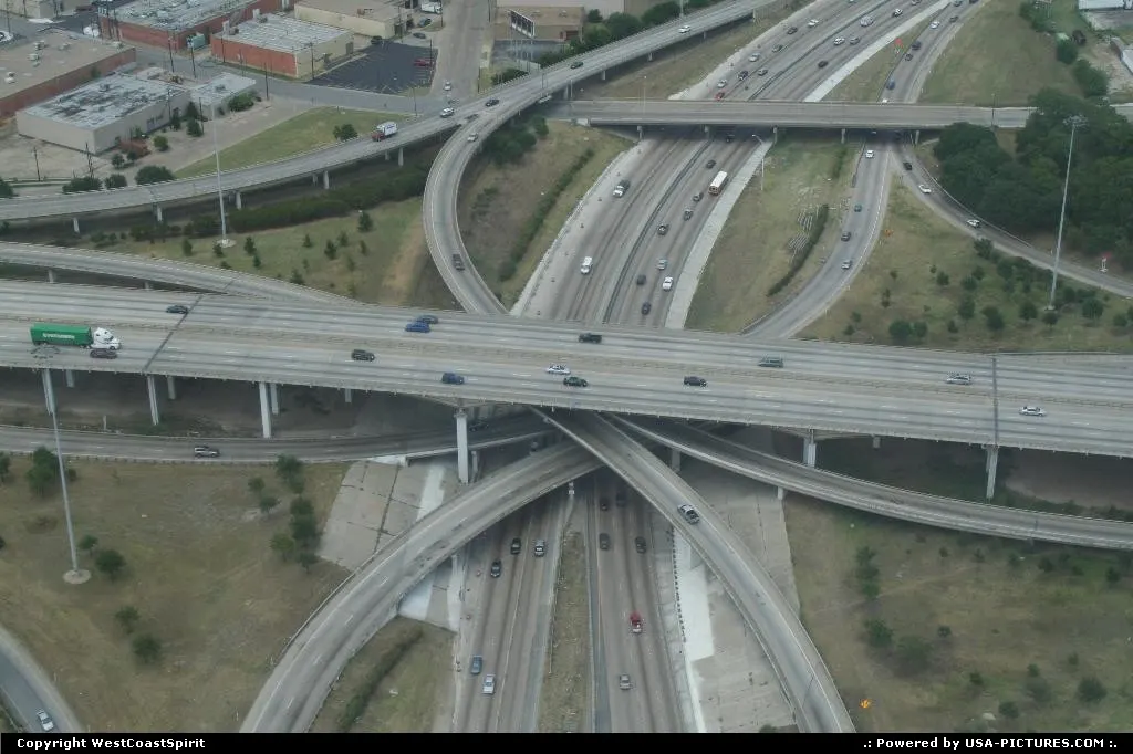 Nice roads intersection in Dallas, from the sky