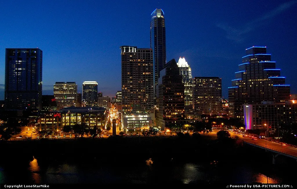 Austin Skyline at Night from the 17th floor of the Hyatt Hotel