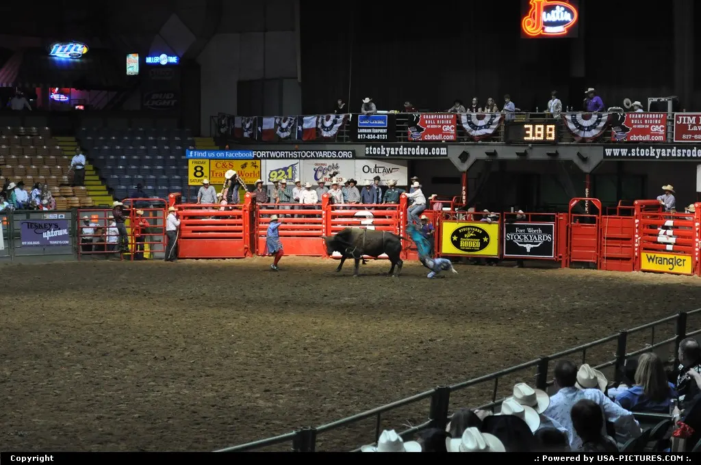 Rodeo at the livestockyards in historic district, fortworth.