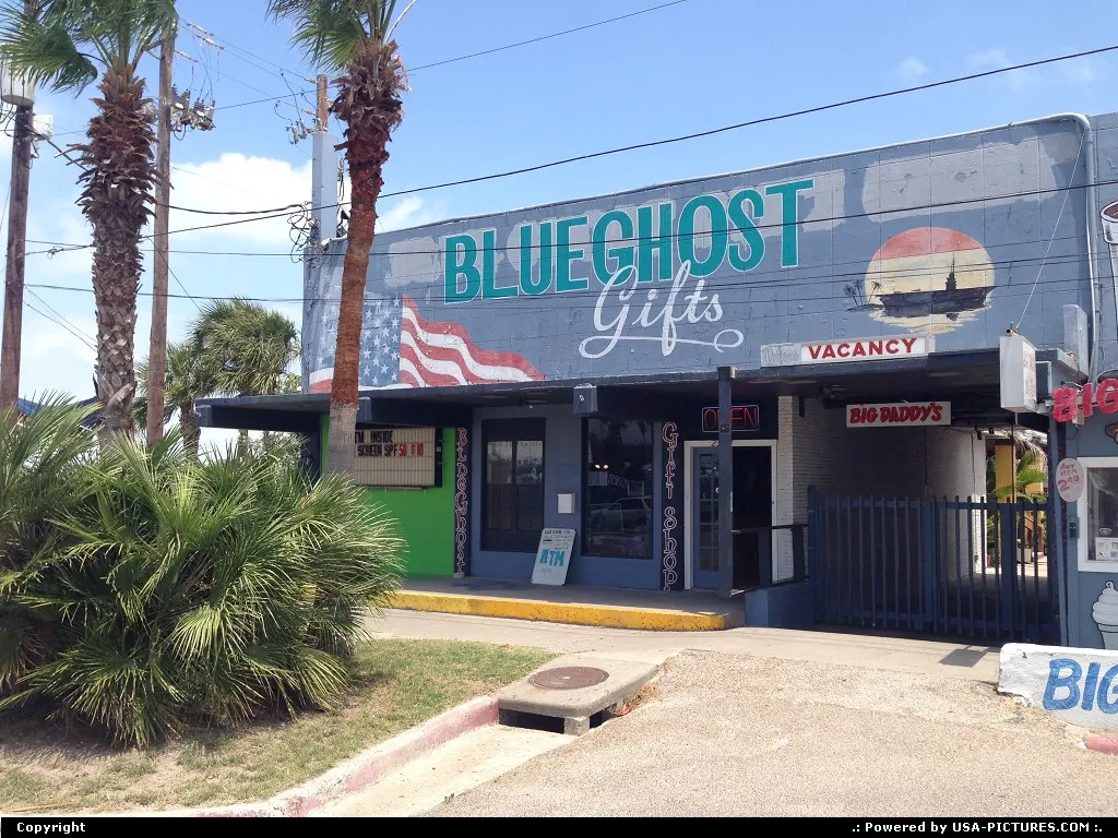 Corpus Christi, North Beach, by the USS Lexington carrier ship, nicknamed Blue Ghost.