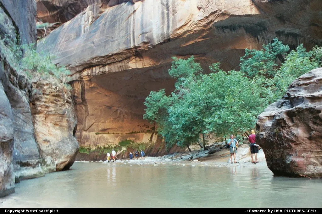 Walking in the Narrows in Zion National Park.