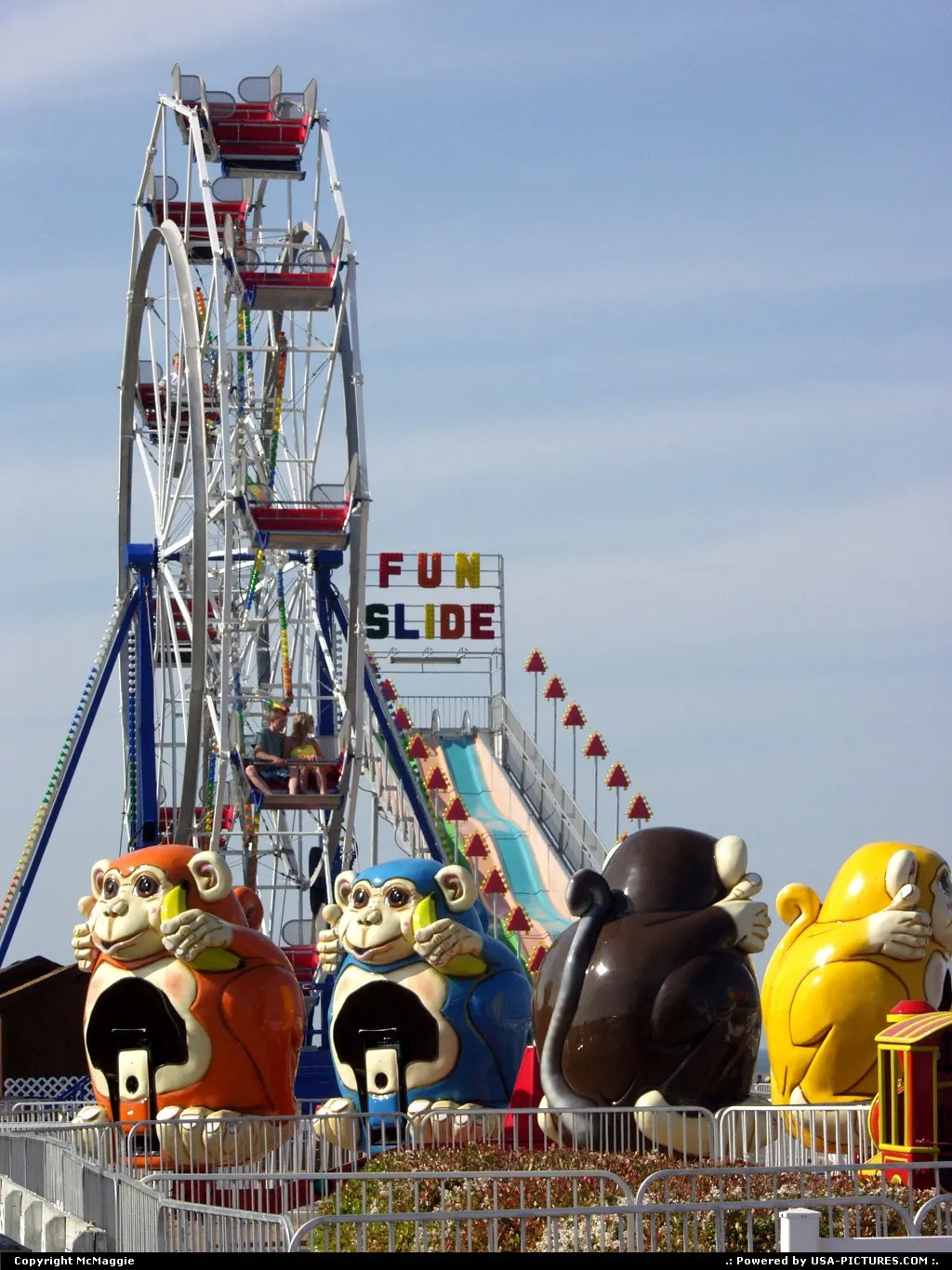 Ferris wheel, Fun Slide, and monkeys at amusement park, 17th Street & Atlantic, Virgini...