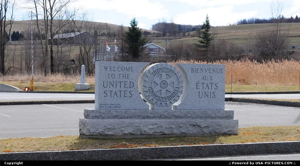 Border stone between USA and Canada.
