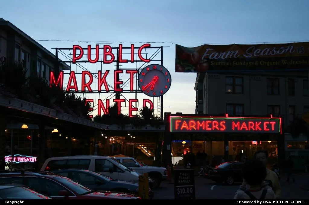 Main entrance of the Pike Market in Seattle.