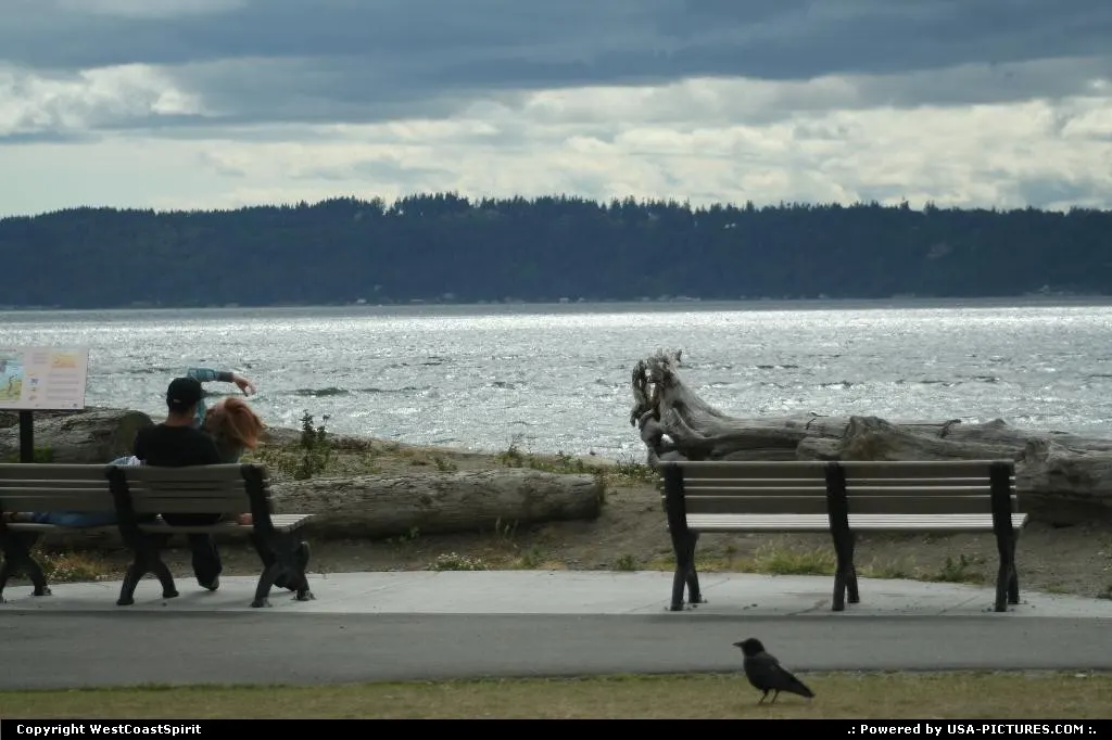 Serenity in Mukilteo State Park. Pacific inlet and challenging weather around.
