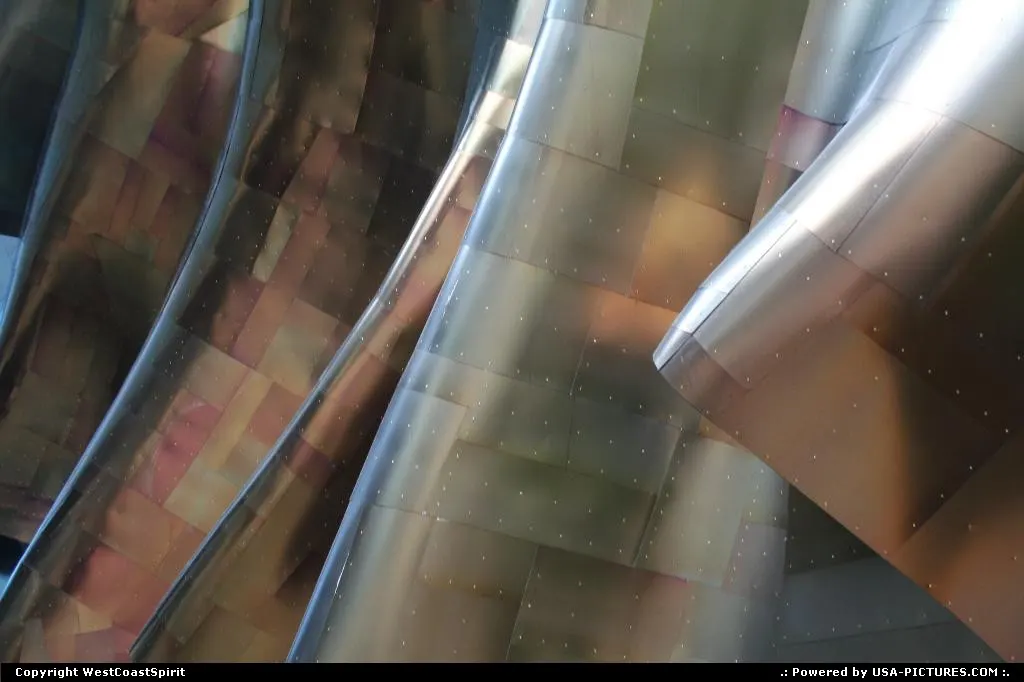 The copper style wall tiling looks great on the Experience Music Project museum in Seat...