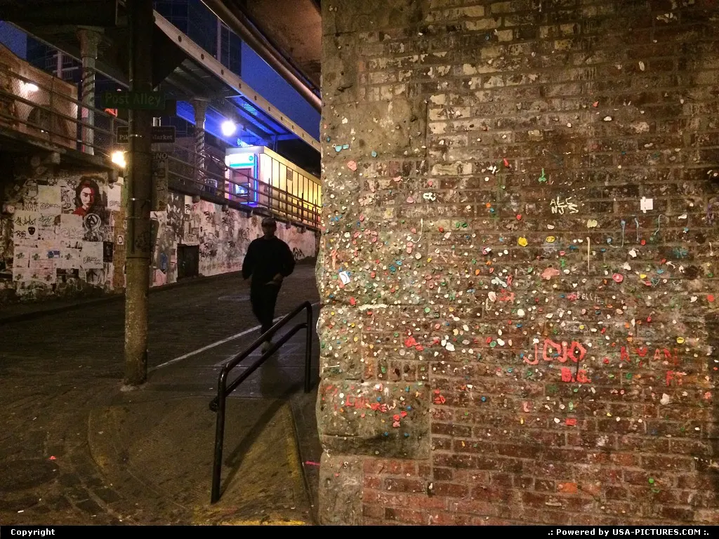 Post Alley Market Theater Gum Wall. Started in 1993 it is now a tourist attractation.