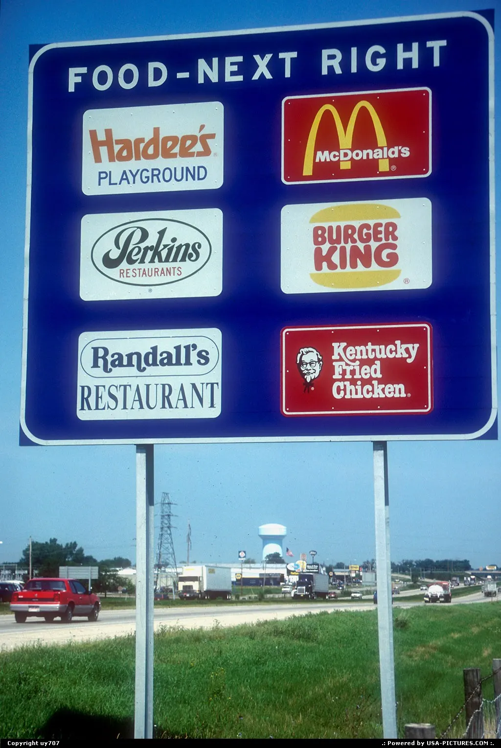 Gas-Food & Lodging signposts dotting the roadsides of America.