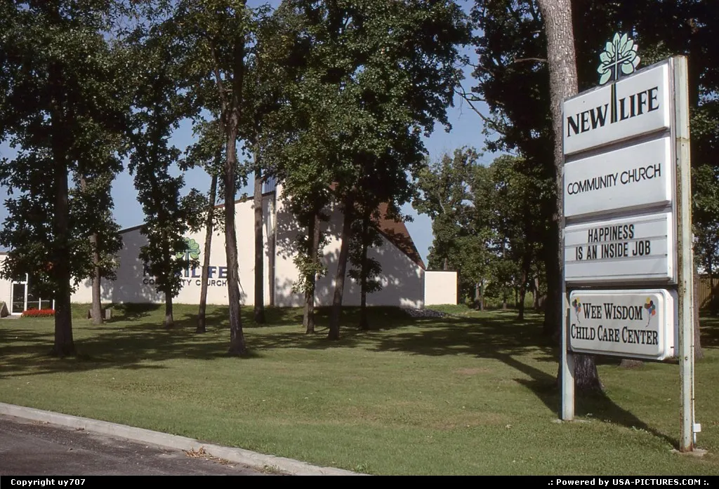 Also part of the landscape, community churches abond across the nation and this one bol...