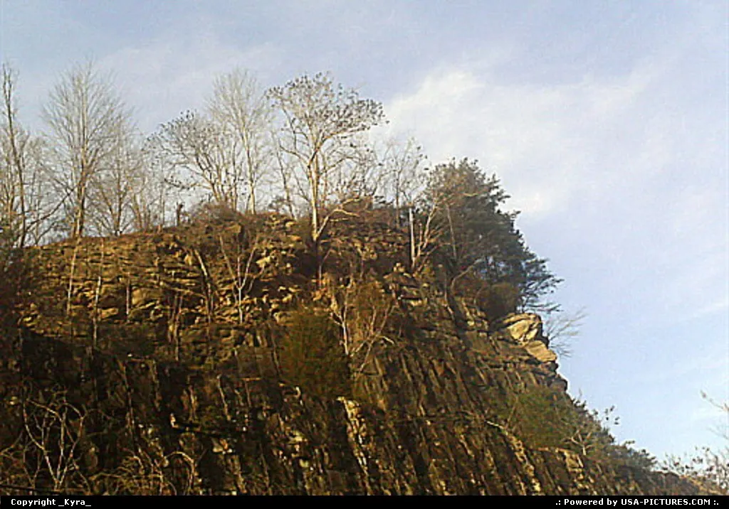 Justice W-virginia mountain, cliff, edge, trees, rock, stone, sky, clouds, bright, high...