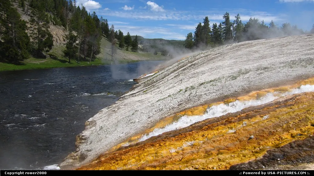 Black Sands Geyser Basin waters flow into the river.